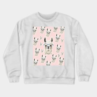 Pattern Eyeglass Llama Crewneck Sweatshirt